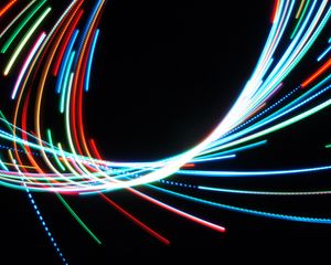 Preview wallpaper neon, lines, light, multicolored, art