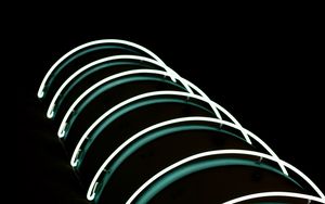 Preview wallpaper neon, lines, lights, arc, curved, dark