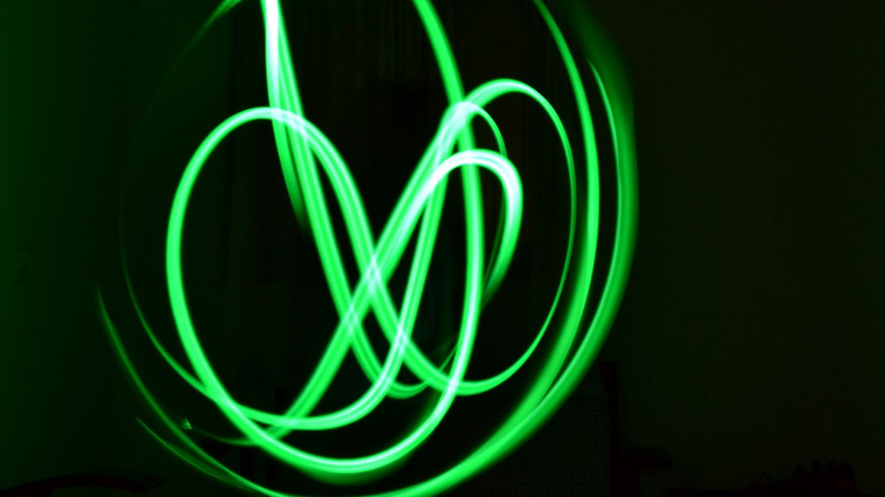 Wallpaper neon, lines, plexus, green