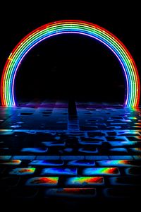 Preview wallpaper neon, rainbow, arch, light, dark