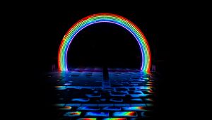 Preview wallpaper neon, rainbow, arch, light, dark