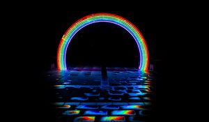 Preview wallpaper neon, rainbow, arch, light, dark