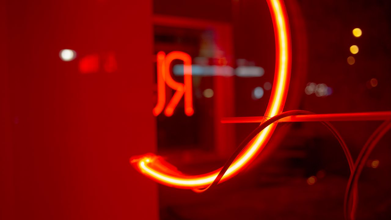 Wallpaper neon, red, light, letter