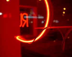 Preview wallpaper neon, red, light, letter
