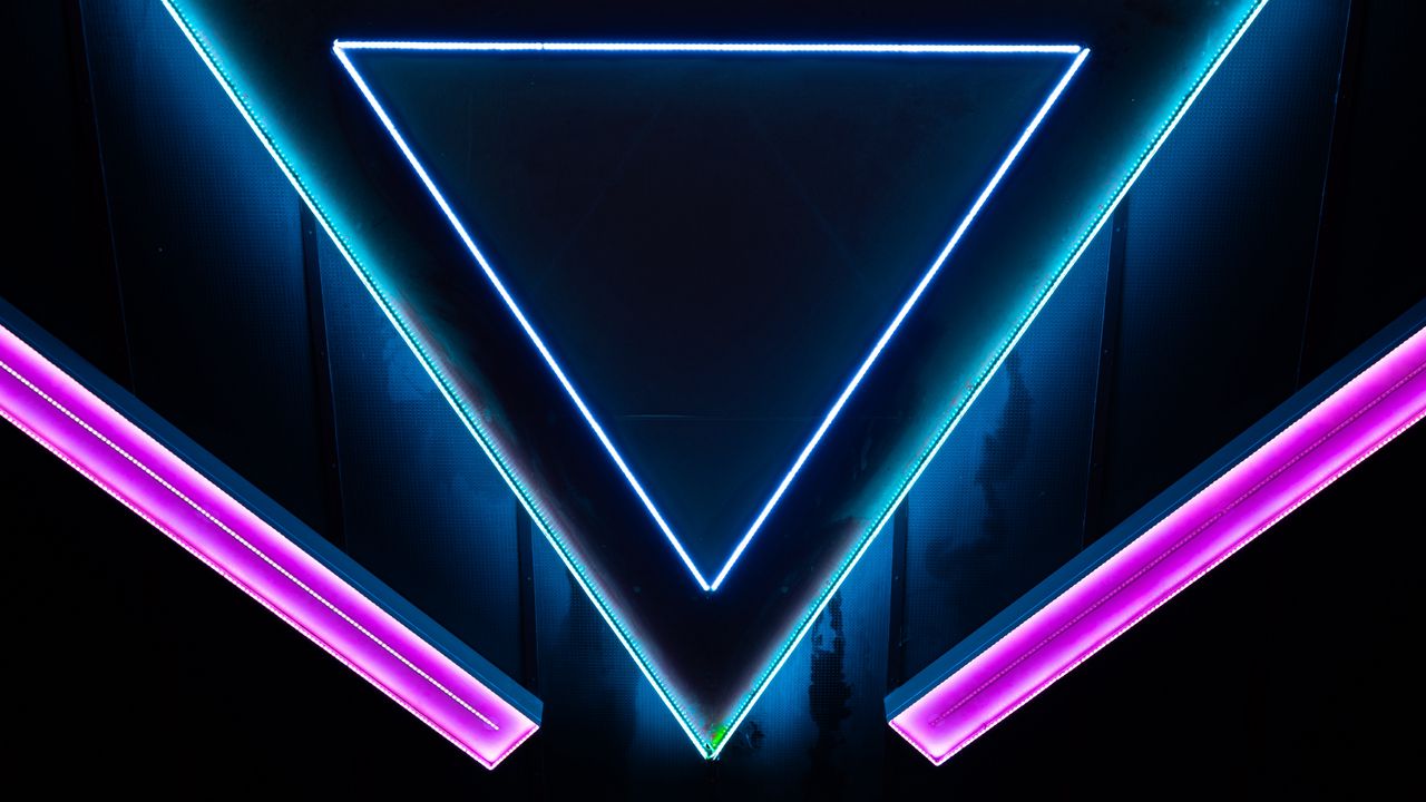 Wallpaper neon, shape, triangle