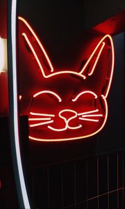 Preview wallpaper neon, sign, cat, light, red