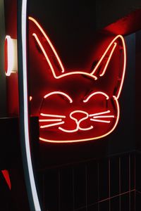 Preview wallpaper neon, sign, cat, light, red