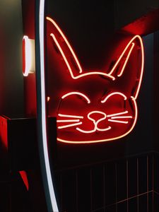 Preview wallpaper neon, sign, cat, light, red