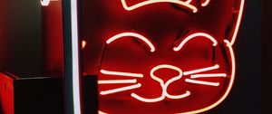 Preview wallpaper neon, sign, cat, light, red