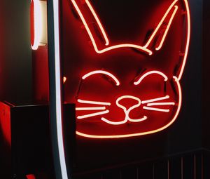 Preview wallpaper neon, sign, cat, light, red