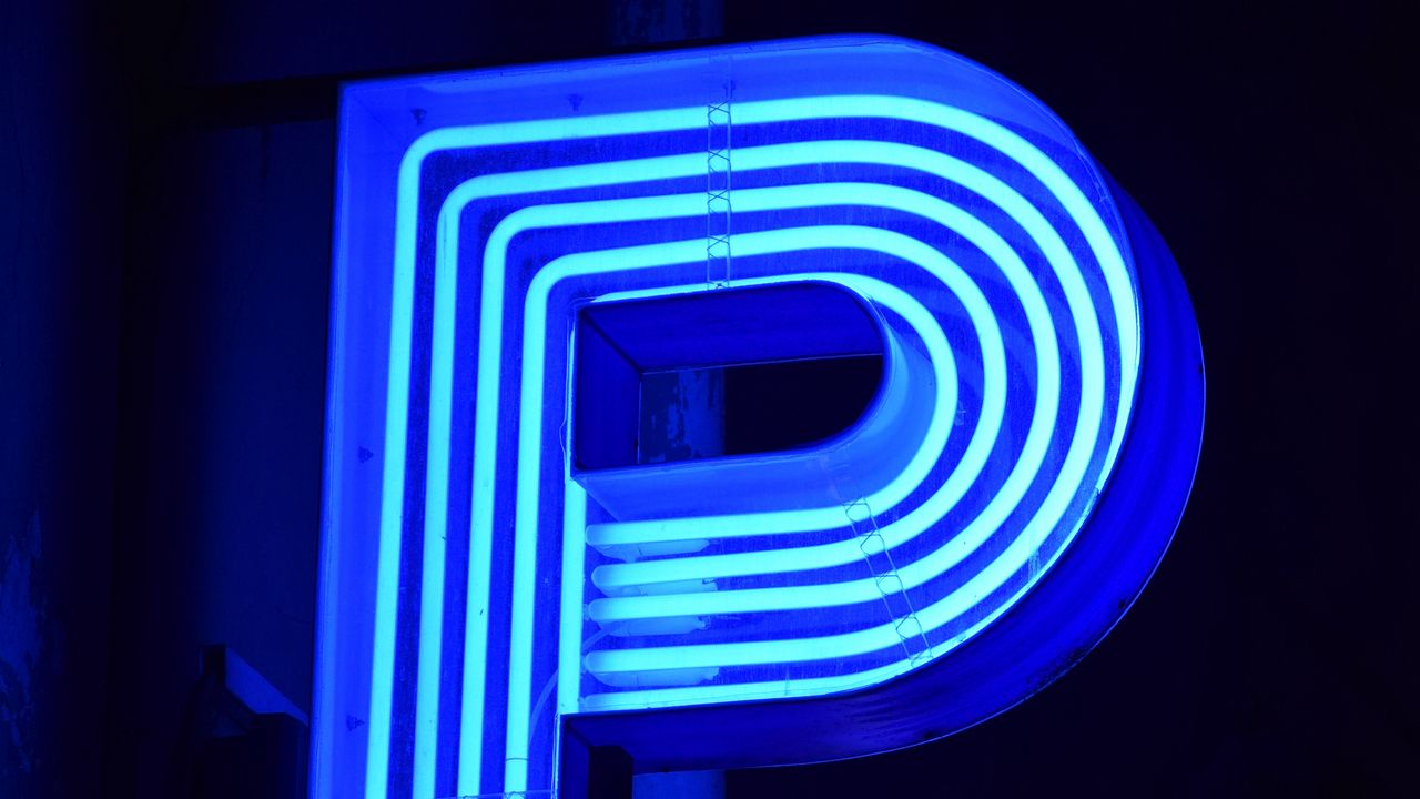 Wallpaper neon, sign, letter, glow, blue