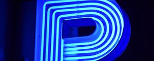 Preview wallpaper neon, sign, letter, glow, blue