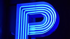 Preview wallpaper neon, sign, letter, glow, blue