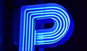 Preview wallpaper neon, sign, letter, glow, blue