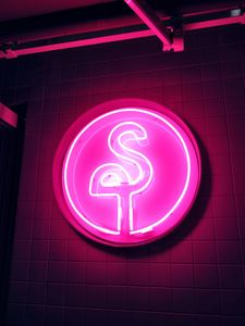 Preview wallpaper neon, signboard, flamingo, pink, glow, electricity