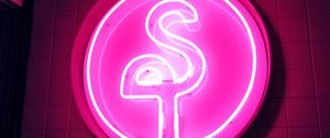 Preview wallpaper neon, signboard, flamingo, pink, glow, electricity