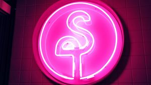 Preview wallpaper neon, signboard, flamingo, pink, glow, electricity