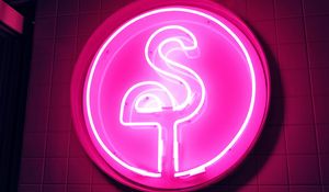 Preview wallpaper neon, signboard, flamingo, pink, glow, electricity