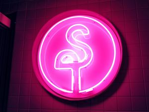 Preview wallpaper neon, signboard, flamingo, pink, glow, electricity