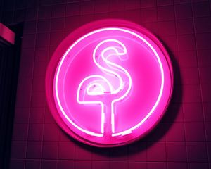 Preview wallpaper neon, signboard, flamingo, pink, glow, electricity