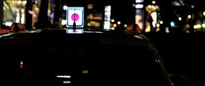 Preview wallpaper neon, signs, car, street, night