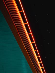Preview wallpaper neon, starry sky, wooden, surface