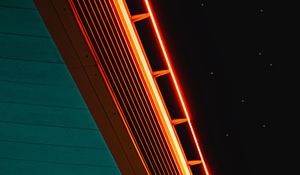 Preview wallpaper neon, starry sky, wooden, surface