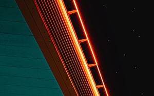 Preview wallpaper neon, starry sky, wooden, surface