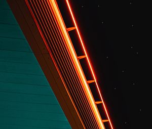 Preview wallpaper neon, starry sky, wooden, surface