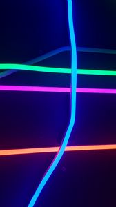 Preview wallpaper neon, stripes, light, multicolored, lighting