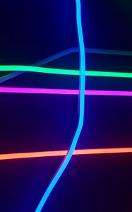 Preview wallpaper neon, stripes, light, multicolored, lighting