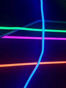 Preview wallpaper neon, stripes, light, multicolored, lighting