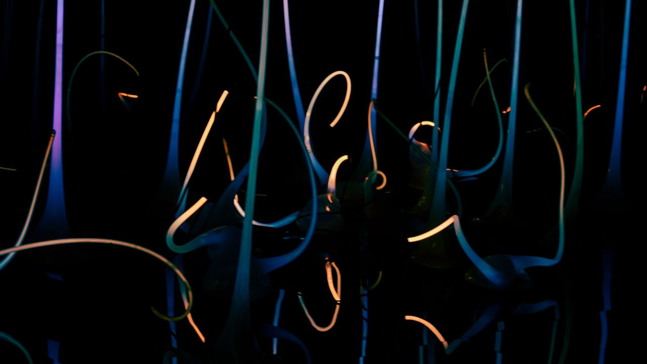 Wallpaper neon, stripes, lines, dark