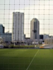 Preview wallpaper net, field, buildings, blur