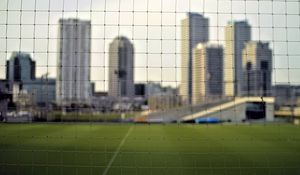 Preview wallpaper net, field, buildings, blur