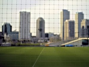 Preview wallpaper net, field, buildings, blur