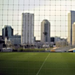 Preview wallpaper net, field, buildings, blur