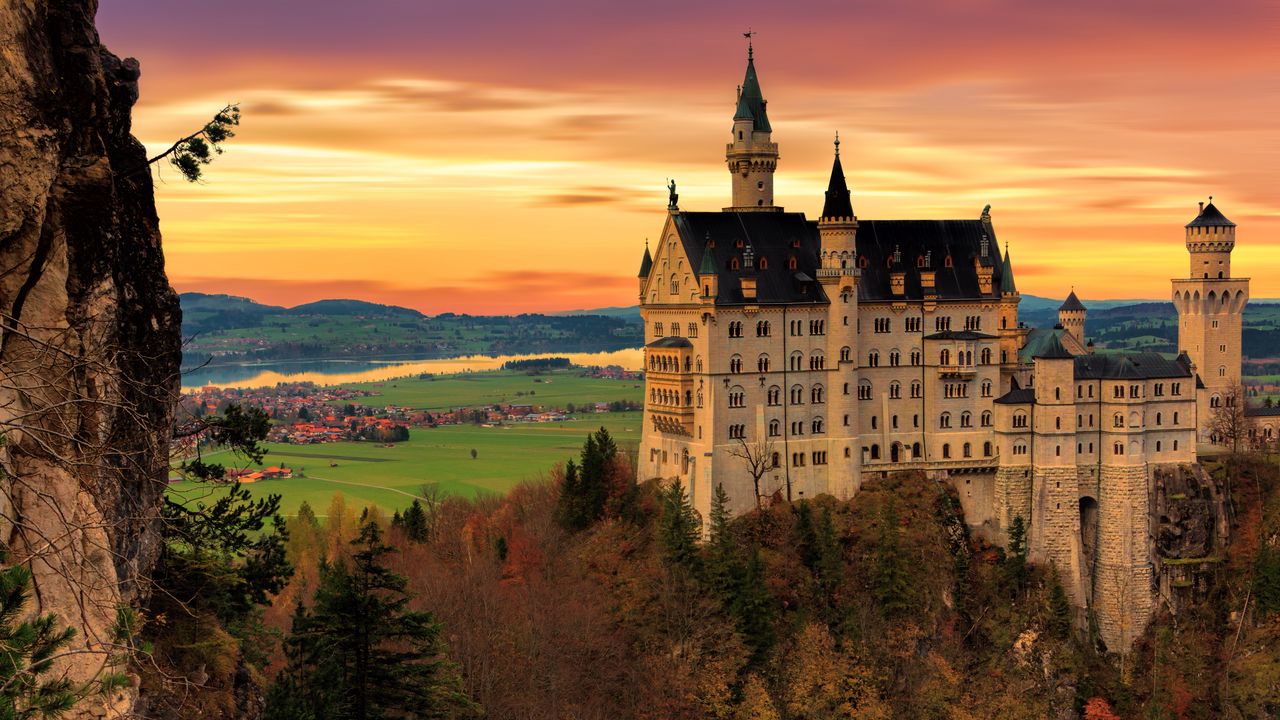 Wallpaper neuschwanstein castle, castle, architecture, building, twilight