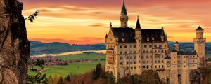 Preview wallpaper neuschwanstein castle, castle, architecture, building, twilight