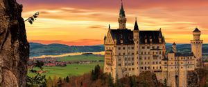 Preview wallpaper neuschwanstein castle, castle, architecture, building, twilight