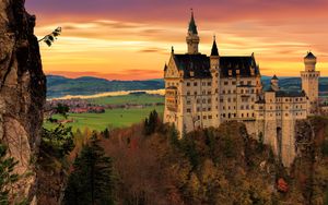 Preview wallpaper neuschwanstein castle, castle, architecture, building, twilight