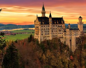 Preview wallpaper neuschwanstein castle, castle, architecture, building, twilight