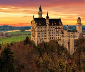 Preview wallpaper neuschwanstein castle, castle, architecture, building, twilight