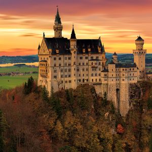 Preview wallpaper neuschwanstein castle, castle, architecture, building, twilight