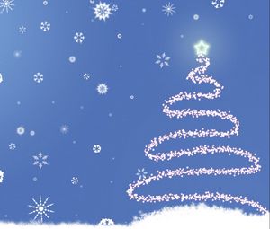 Preview wallpaper new year, christmas, blue, fur-tree, silhouette