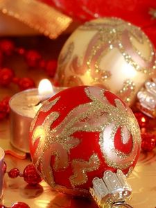 Preview wallpaper new year, christmas, christmas decorations, candles, close-up