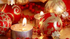 Preview wallpaper new year, christmas, christmas decorations, candles, close-up