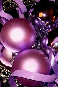 Preview wallpaper new year, christmas decorations, mirror, reflection, ribbon, sequins