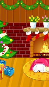 Preview wallpaper new year, christmas, fireplace, fur-tree, gifts, dream