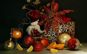Preview wallpaper new year, christmas, holiday, santa claus, gift, food, toys